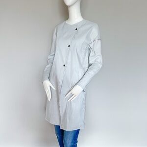 NWOT SARAH PACINI Made in Italy Linen Stretch Coat Duster Light Grey 1